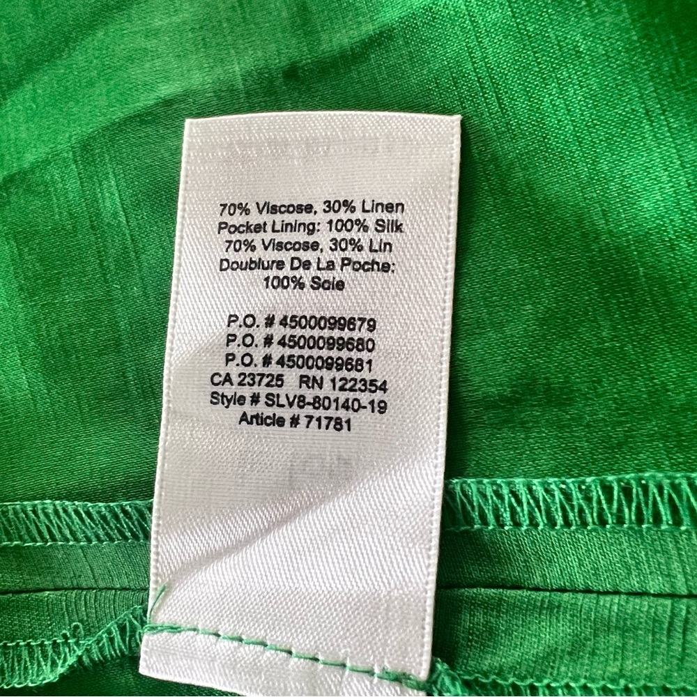 Aritzia Le Fou Wilfred NWOT Michalina Green Dress  Linen Blend Size 4 - Picture 13 of 17